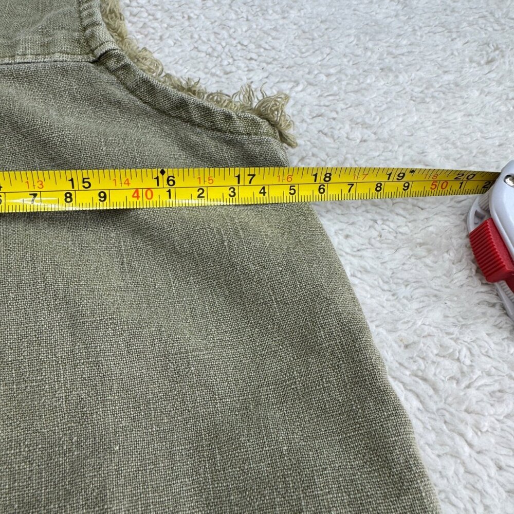 Free People Women's Olive Green Linen Blend Sleeveless Button Shirt Top, Size S - Picture 8 of 8